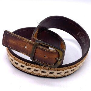 Vintage Levis Size 36 Suede & Cowhide Belt With Woven Detail